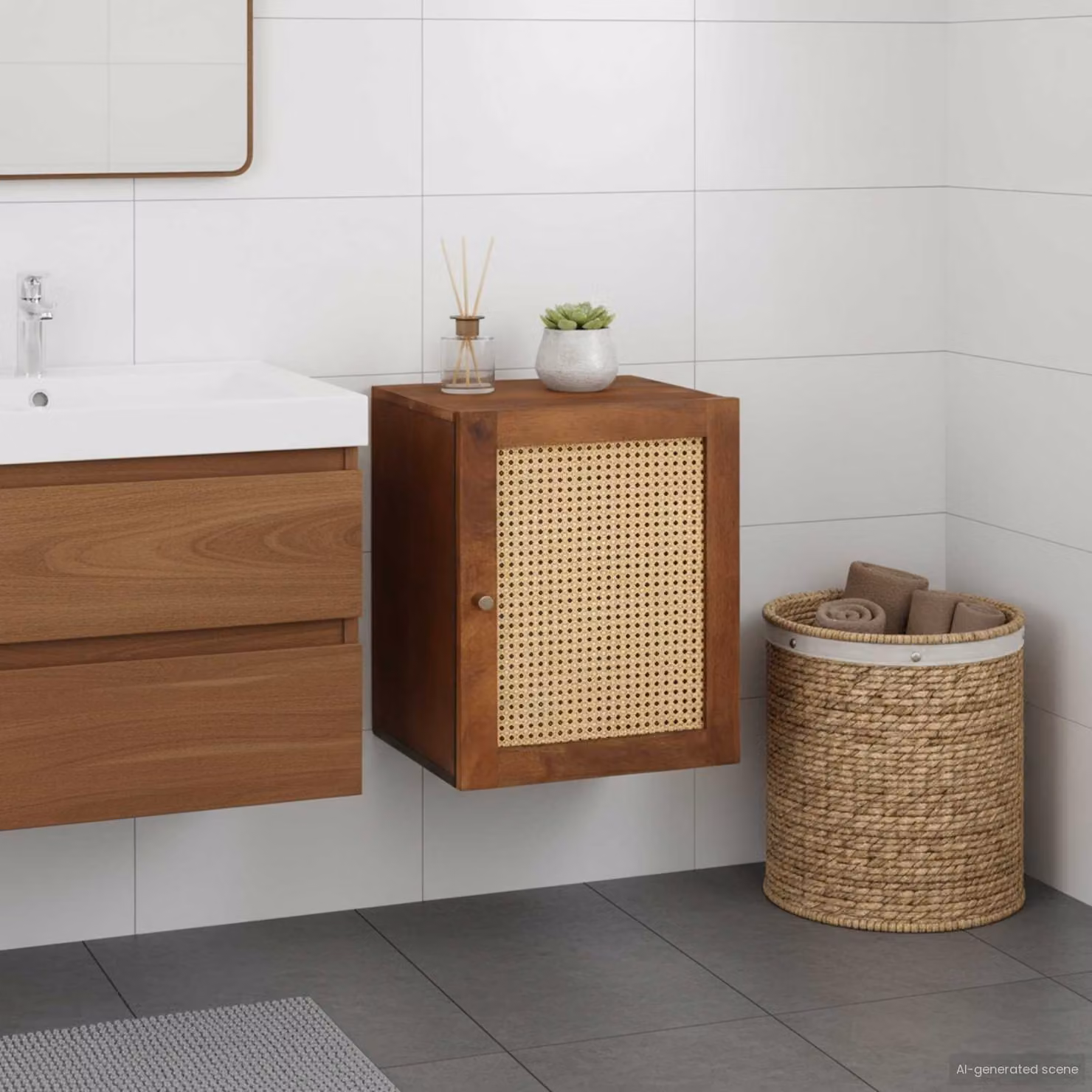 Mobile da bagno moderno vidaXL in legno marrone con ante a battente e ripiani interni L: 38 cm, P: 33,5 cm, H: 48 cm
