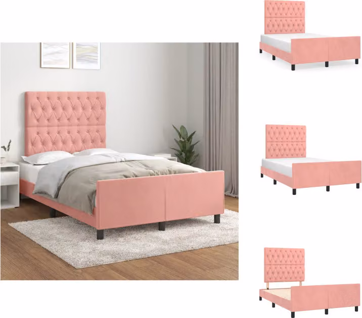 vidaXL Letto con testiera in velluto rosa 120x200 cm - Letti & Reti