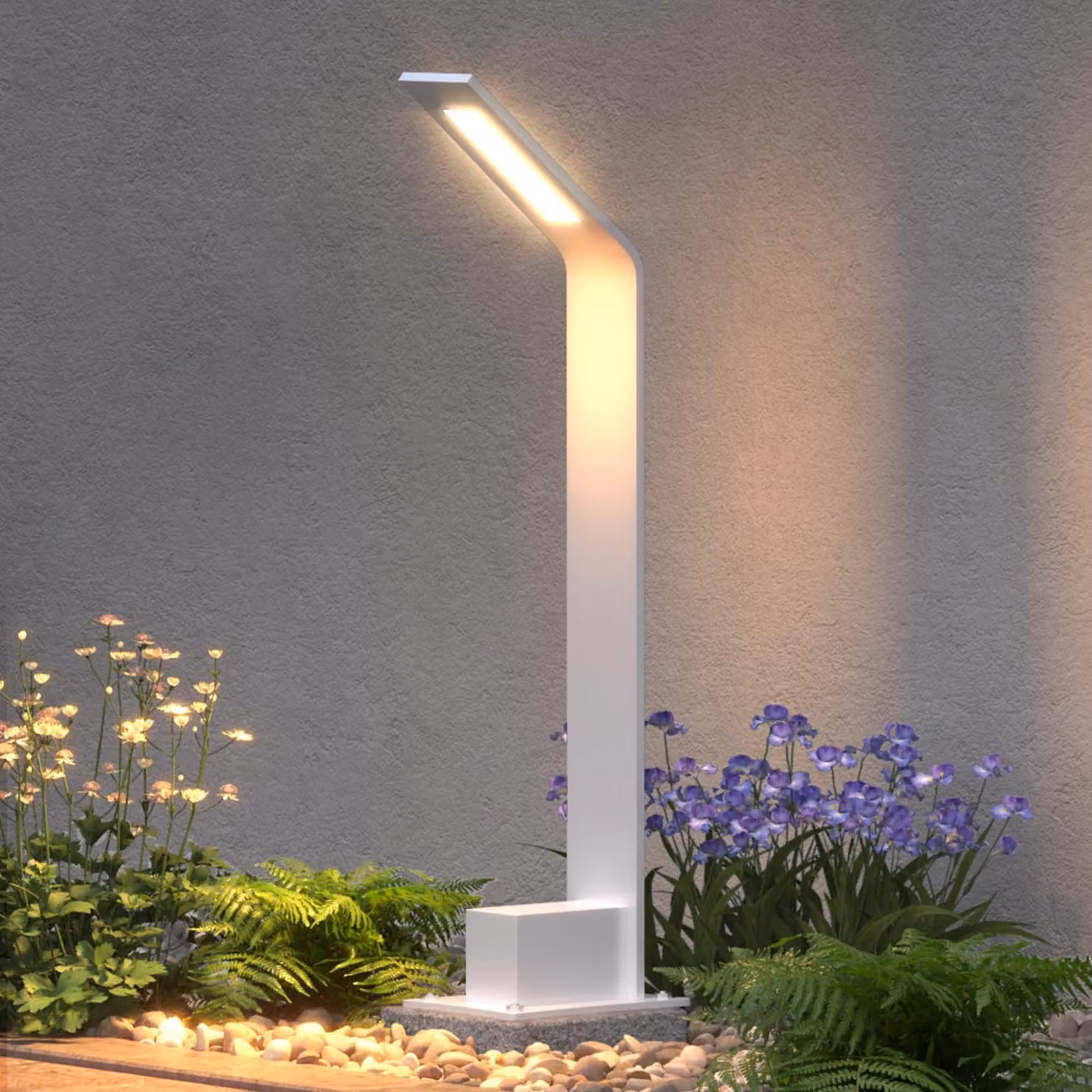 doporro Lampione da Giardino 40 cm IP65 con LED 6W 3000K šC Paletto Luminoso da Esterno in Alluminio Bianco Opaco per Sentieri, Vialetti, Terrazze e Cortili, Design Moderno