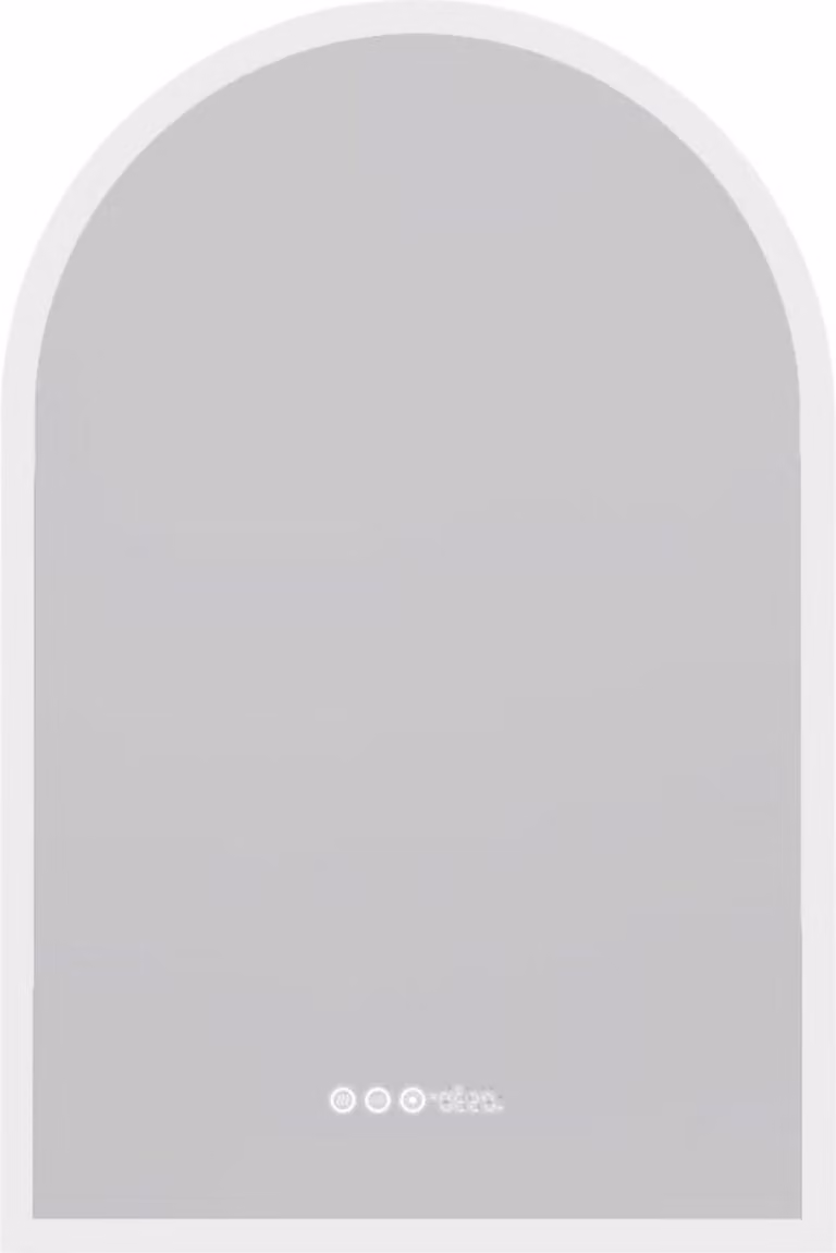 Specchio curvo con illuminazione - Specchio da bagno e da trucco - Luce dimmerabile con funzione di sbrinamento - 60x90cm - Montaggio a parete - Bianco opaco