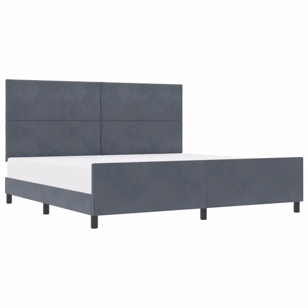 Letto a molle con testiera in velluto grigio vidaXL L/P/H: 200 x 200 x 128 cm – 2