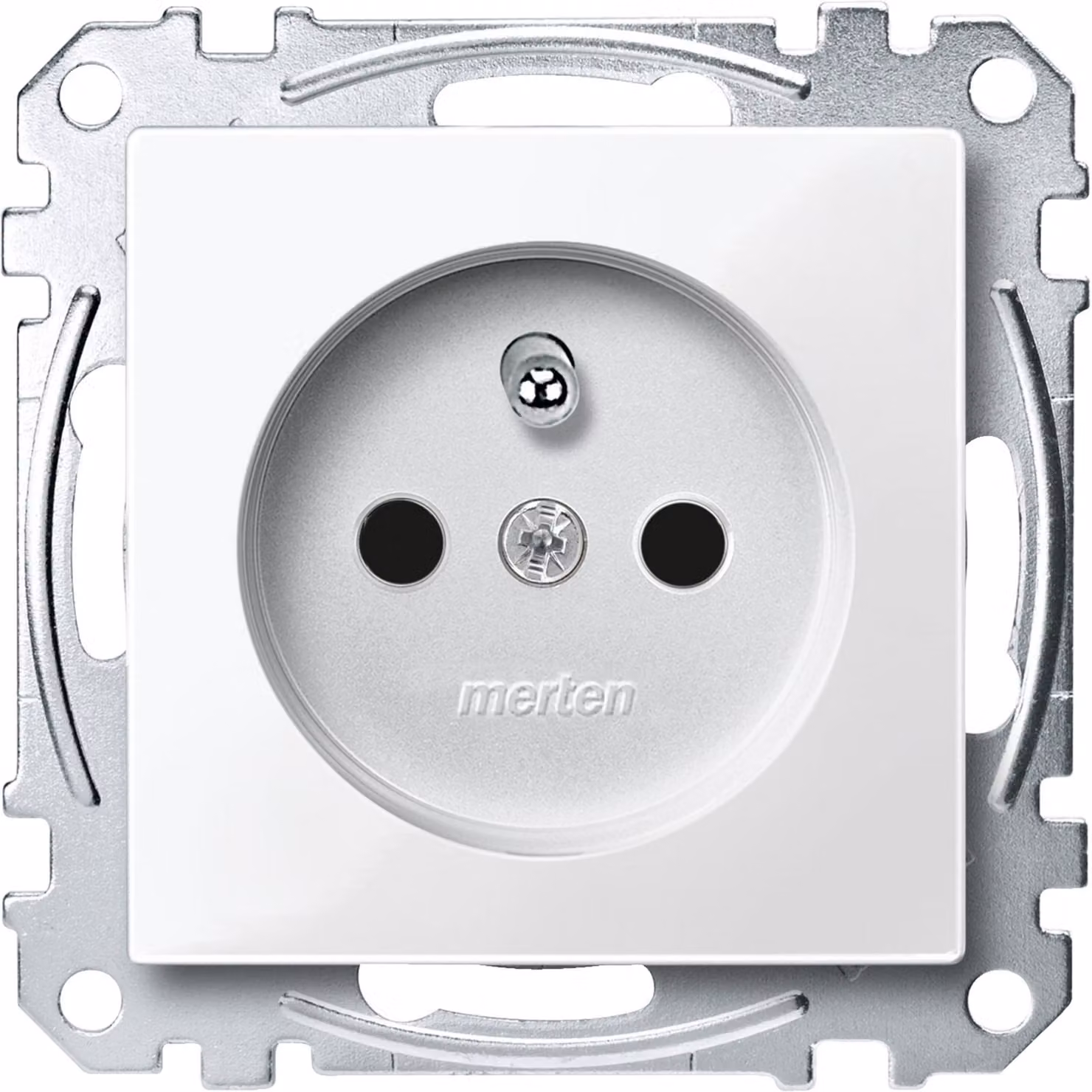 Presa di corrente con pin di protezione, BRS, terminali a innesto, bianco polare lucido, Sistema M