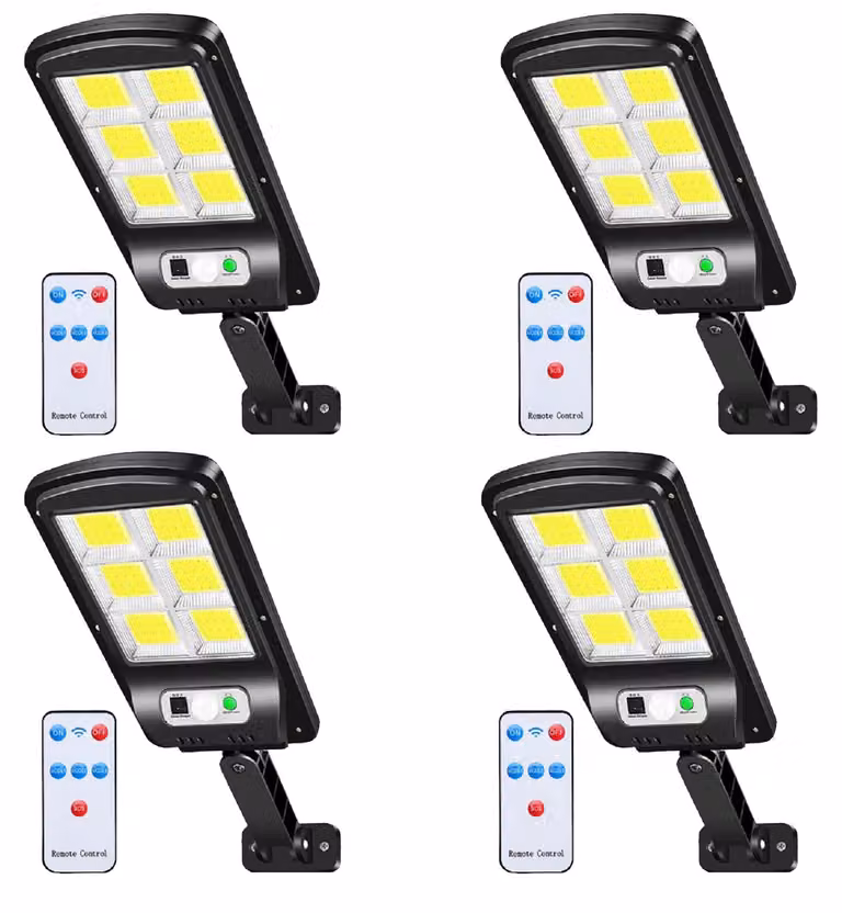 Lampada solare LED per esterni, confezione da 4, 6500K, grado di protezione IP65, con sensore di movimento