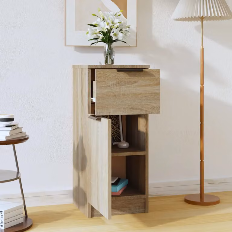 Credenza vidaXL in Rovere Sonoma e Legno Multistrato, L/P/H: 30 x 30 x 70 cm