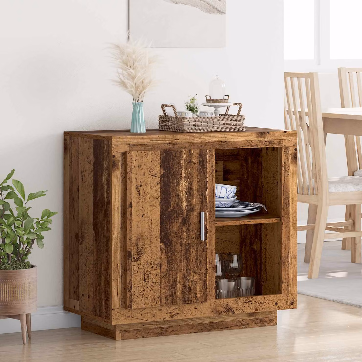Credenza moderna vidaXL in legno ingegnerizzato marrone L: 80 cm, P: 40 cm, H: 75 cm