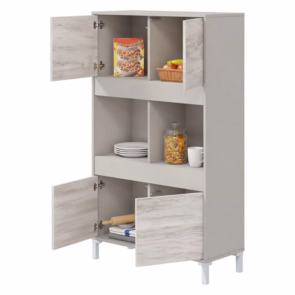 Madia Mezzate DMORA con cassetti, design moderno, beige e bianco, L: 78 cm, P: 33 cm, H: 134 cm – 2
