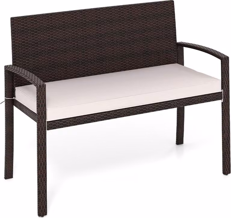 Panca da giardino in polyrattan con cuscino, capacità 360 kg