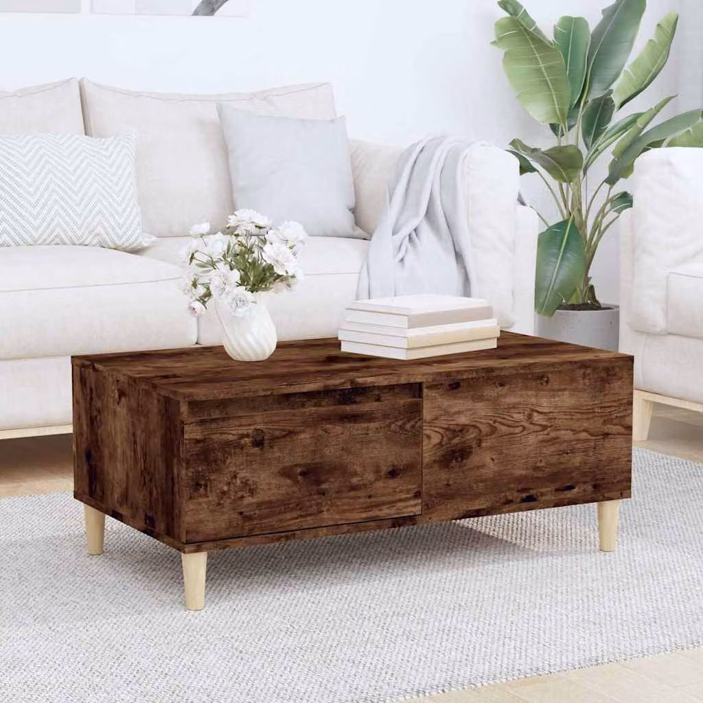 vidaXL Tavolino da Salotto in Legno Marrone con Design Scandinavo L: 90 cm, P: 50 cm, H: 36,5 cm