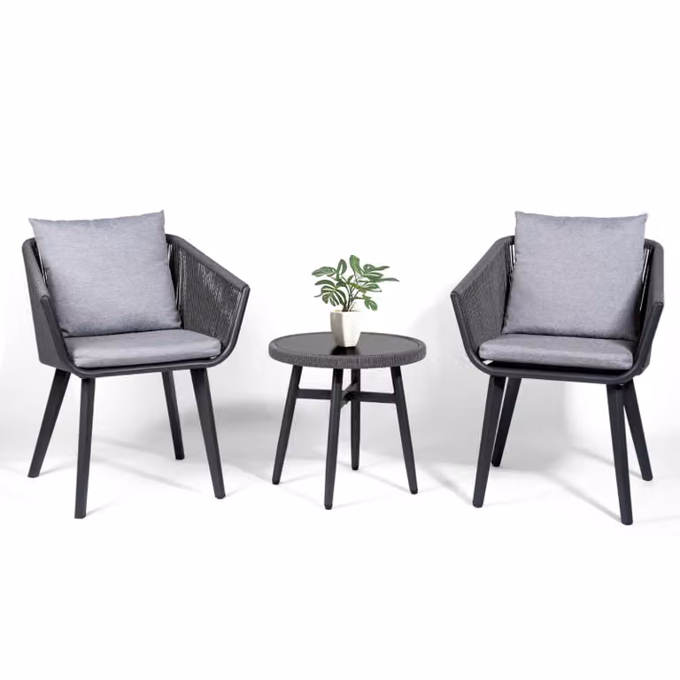 Set da giardino Rainsworth in rattan Composto da 2 poltrone e 1 tavolo con 2 cuscini e 2 cuscini da seduta