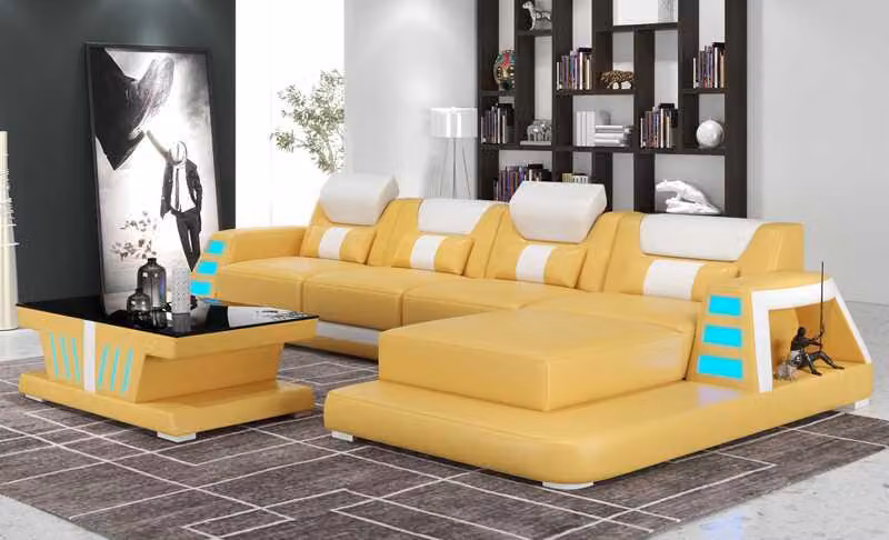 Ecksofa Ledersofa L-Form Couch Sofa Schwarz Luxus Moderne Eckgarnitur