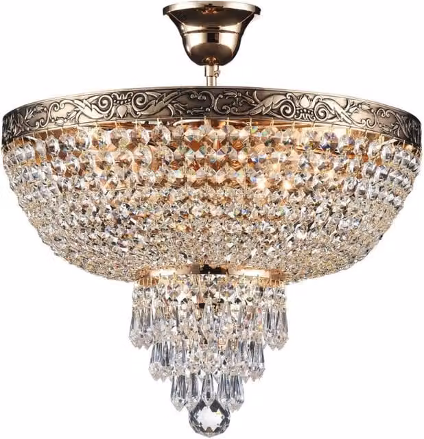 Lampadario Royal Classic GIORDANOSHOP in metallo e cristallo color oro antico