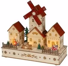 Kaemingk Paesaggio con luci LED e music box multicolore L: 28 cm, P: 12 cm, H: 26,5 cm