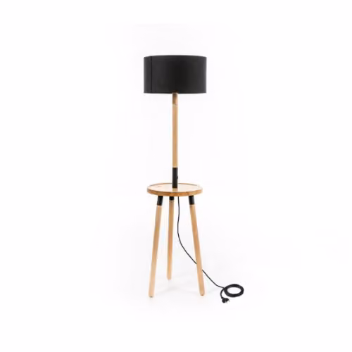 Lampada Acrux di Stones con struttura in legno con presa USB e ricarica wireless