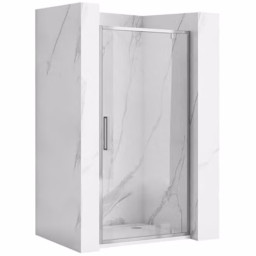 Rea - Rapid Swing Chrome 90 Porta Doccia Semiaperta Vetro Di Sicurezza Temperato Trasparente 6 mm (Cromo) 2,5x90,5x195cm
