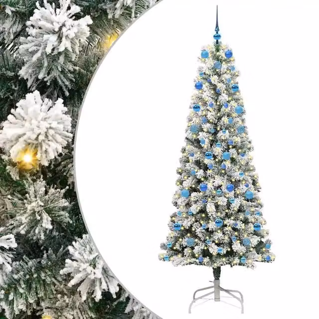 Albero di Natale artificiale moderno vidaXL con rami pieghevoli e luci LED bianco caldo, Altezza: 210 cm – 1
