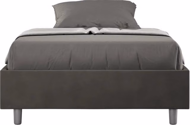 BS COM Letto singolo contenitore imbottito 100x200 microfibra grigio