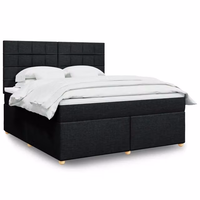 Letto Ibrido vidaXL con Giroletto a Molle e Materasso Nero in Tessuto L 180 x P 200 cm