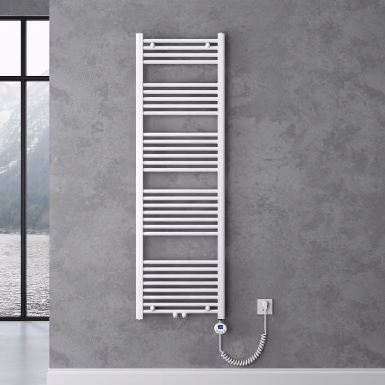 doporro Radiatore Piatto 160x50cm con Elemento Riscaldante 800W, Scaldasalviette da Bagno Termoarredo in Acciaio, Bianco, Riscaldamento Elettrico o ad Acqua Calda RHE