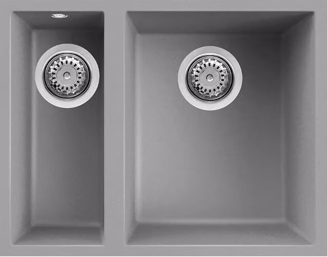 Lavello Elleci Incasso 2 vasche 56x44 Quadra 150 Sottotop Keratek Plus Grigio Light Grey LKQ15097BSO