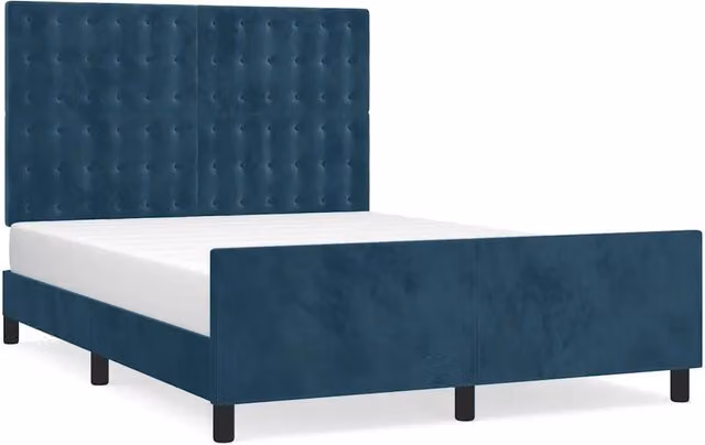 Letto matrimoniale | Letto per adulti | Giroletto senza Materasso Blu Scuro 140x190 cm in Velluto