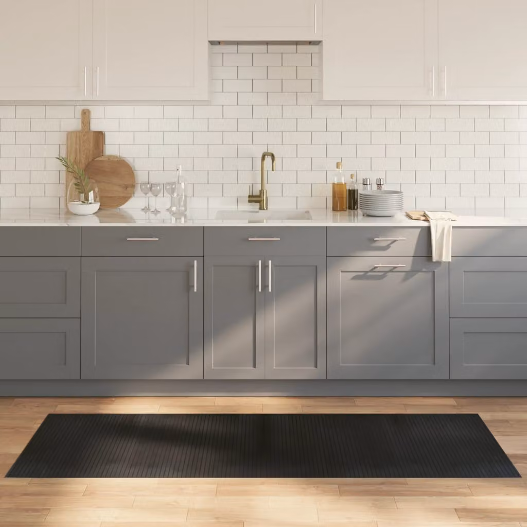 vidaXL Tappeto Rettangolare Moderno Nero in Bambù e Polipropilene Antiscivolo L: 200 cm, P: 70 cm