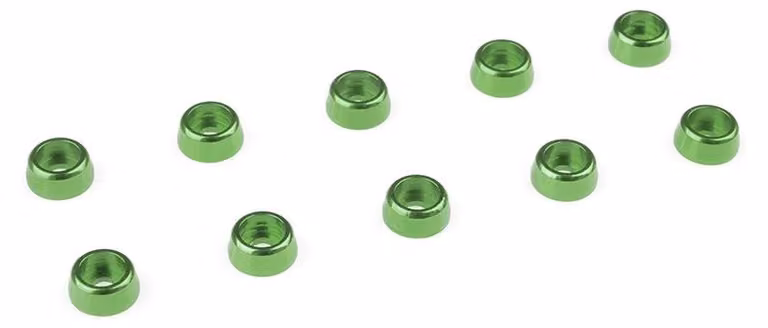 G-Force, rondella in alluminio per viti della testa del cilindro M2, diametro esterno (AD) 6 mm, colore verde, confezione da 10 pezzi / GF-0406-011