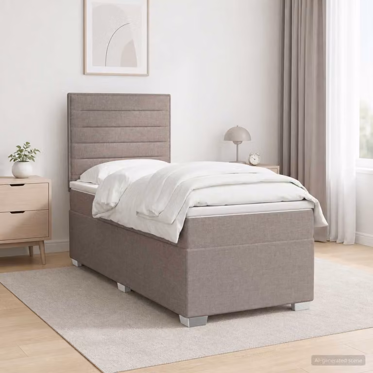 Letto box spring con materasso vidaXL in tessuto Tortora L 90 cm x P 190 cm