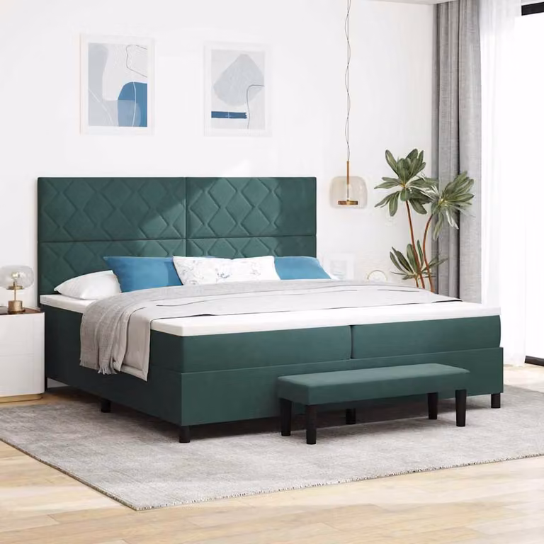 Maison Exclusive - Letto boxspring con testiera verde scuro 200 x 200 cm in velluto