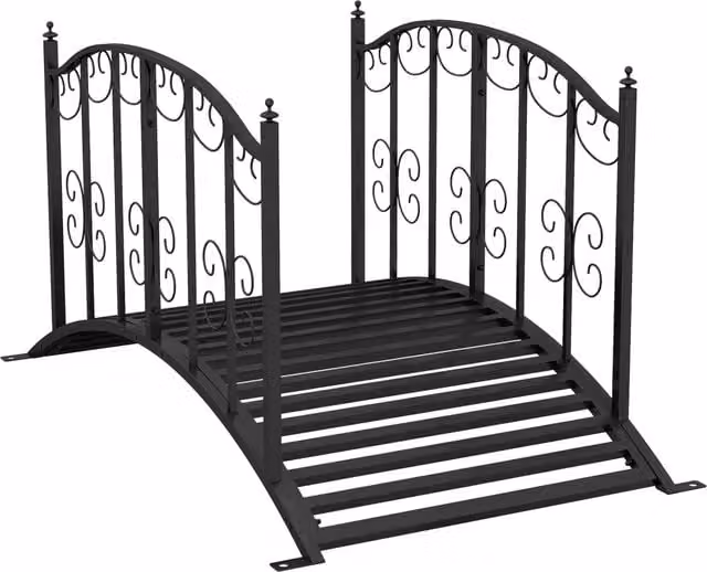 Ponte da giardino in metallo stile vintage Minimal colore nero L: 119 cm, P: 67 cm, H: 70 cm – 1