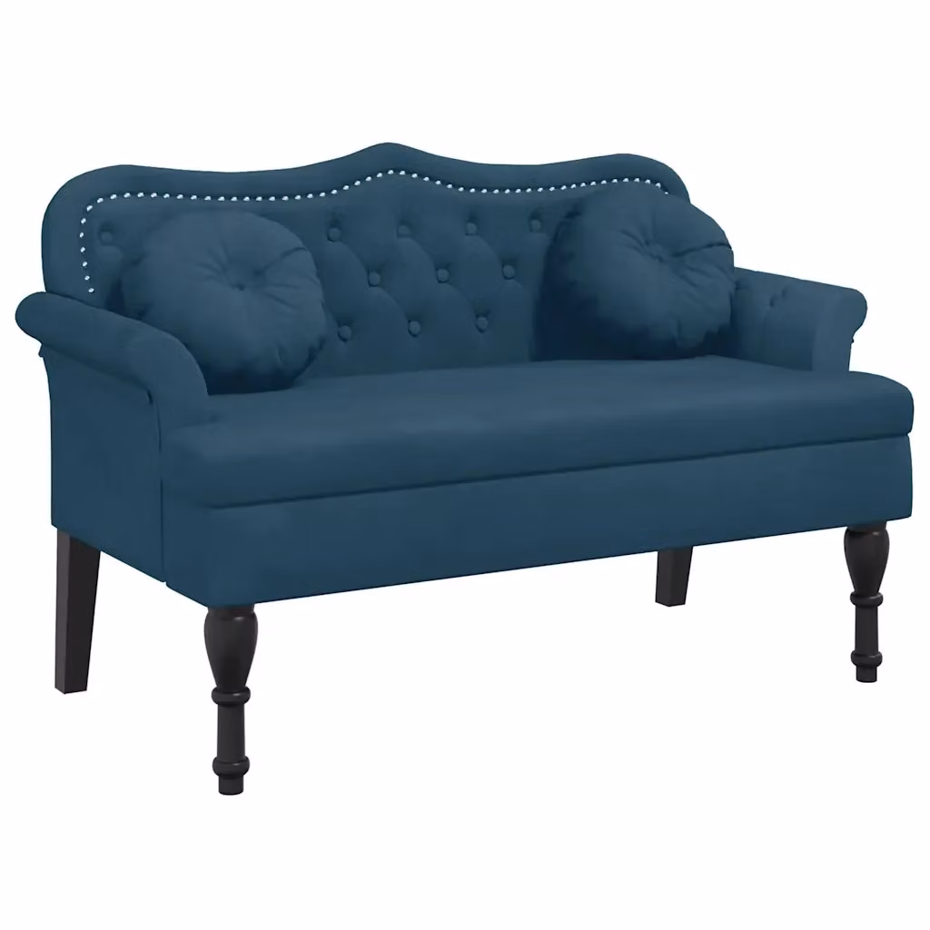 Panca con cuscini blu in velluto vidaXL L: 120,5 cm, P: 65 cm, H: 75 cm – 2