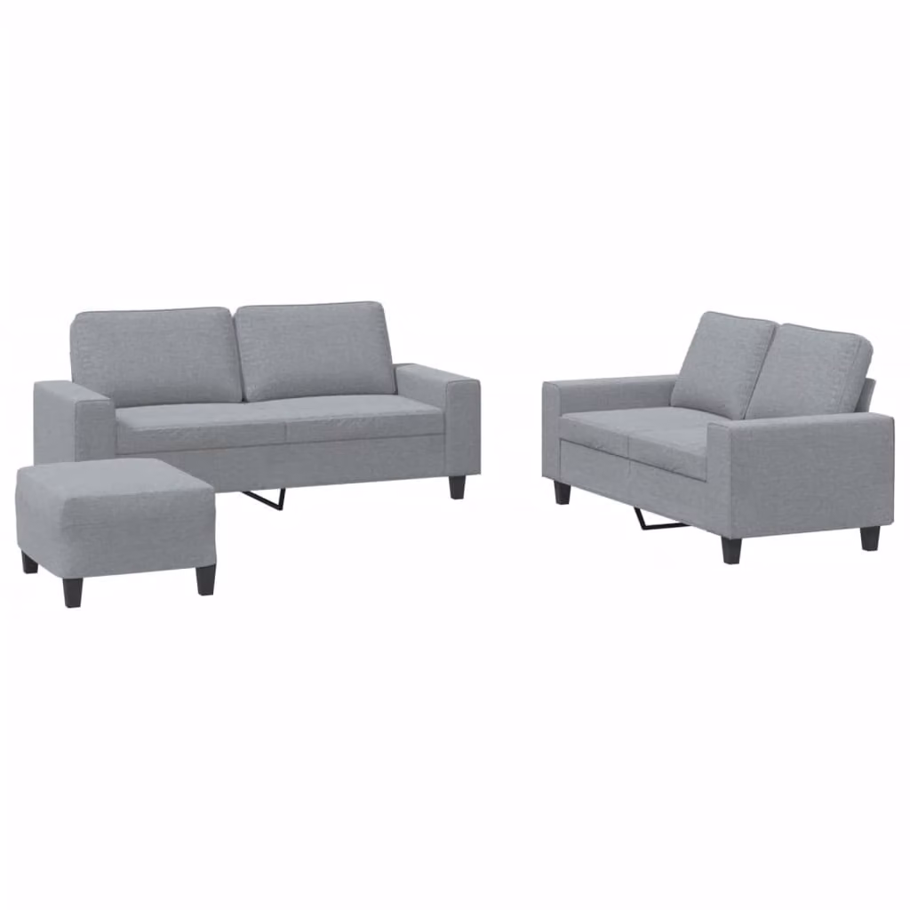 Set di Divani 3 pz Grigio Chiaro in Tessuto