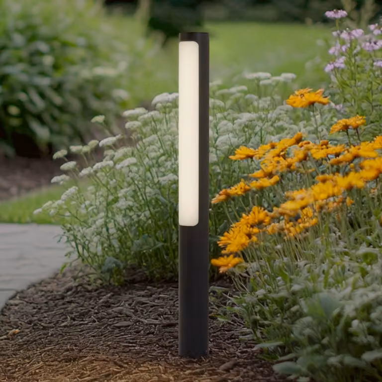 Lampioncino da giardino Tuberia Lucande, Nero, Alluminio, Moderno, Lampada LED da esterni