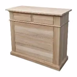 Cassettiera classica in legno grezzo con 5 cassetti Mobili 2G L: 128 cm, P: 54 cm, H: 100 cm – 1