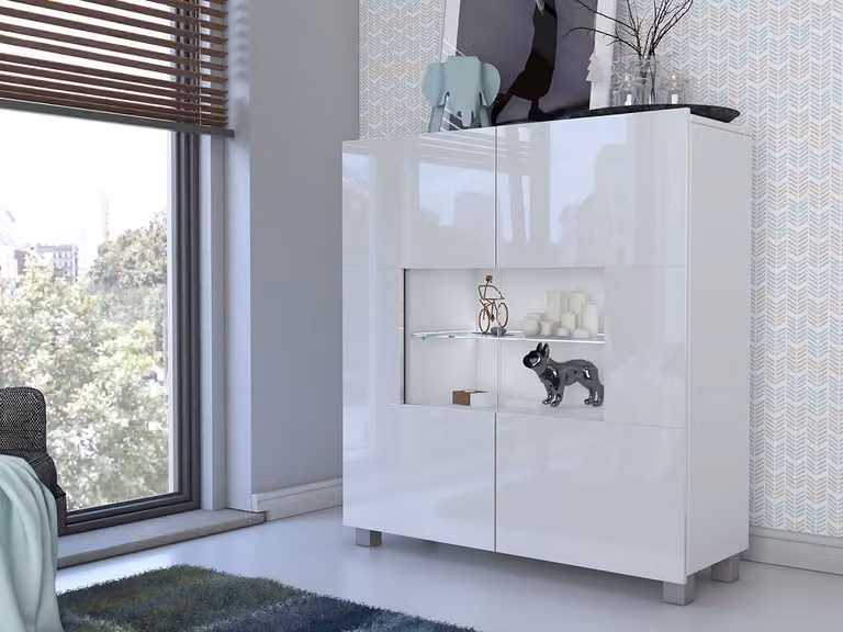 Cassettiera in vetro CHEMUNG 1 - bianco / bianco lucido