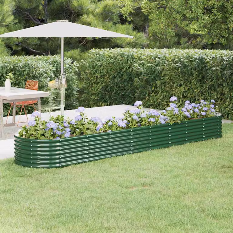 Letto da giardino rialzato vidaXL in acciaio zincato verde L: 368 cm, P: 80 cm, H: 36 cm
