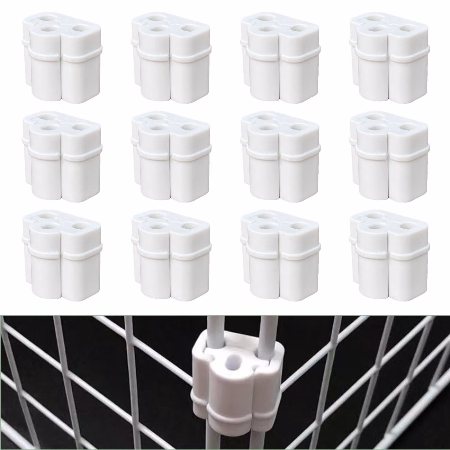 12 clip di fissaggio per pannelli a griglia, colore bianco