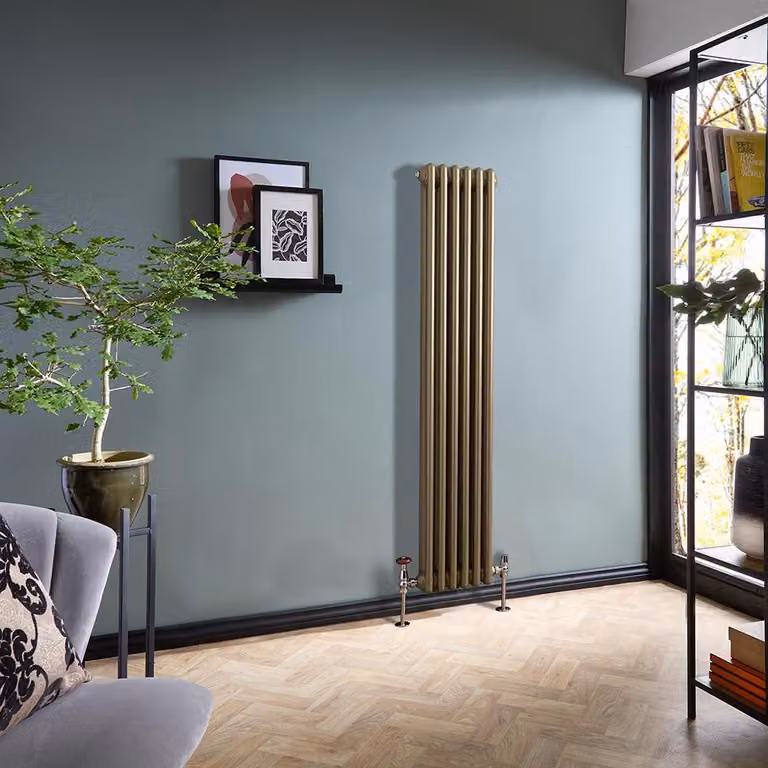 Radiatore Tradizionale Verticale a Doppia Colonna - Ottone Naturale - 1500mm x 290mm - Regent by Hudson Reed