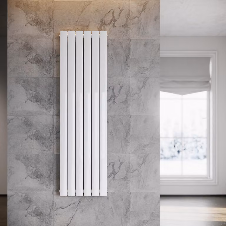 SONNI Radiatore verticale di design a pannelli, a doppio strato, bianco, 1600×465 mm, senza resistenza