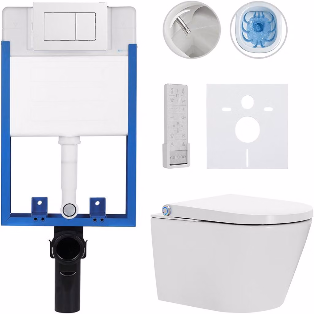 Set completo per WC Profi/Cronus Premium - bianco lucido - pulsante per WC Classic/bianco - da incasso - 59,3x38,4 cm