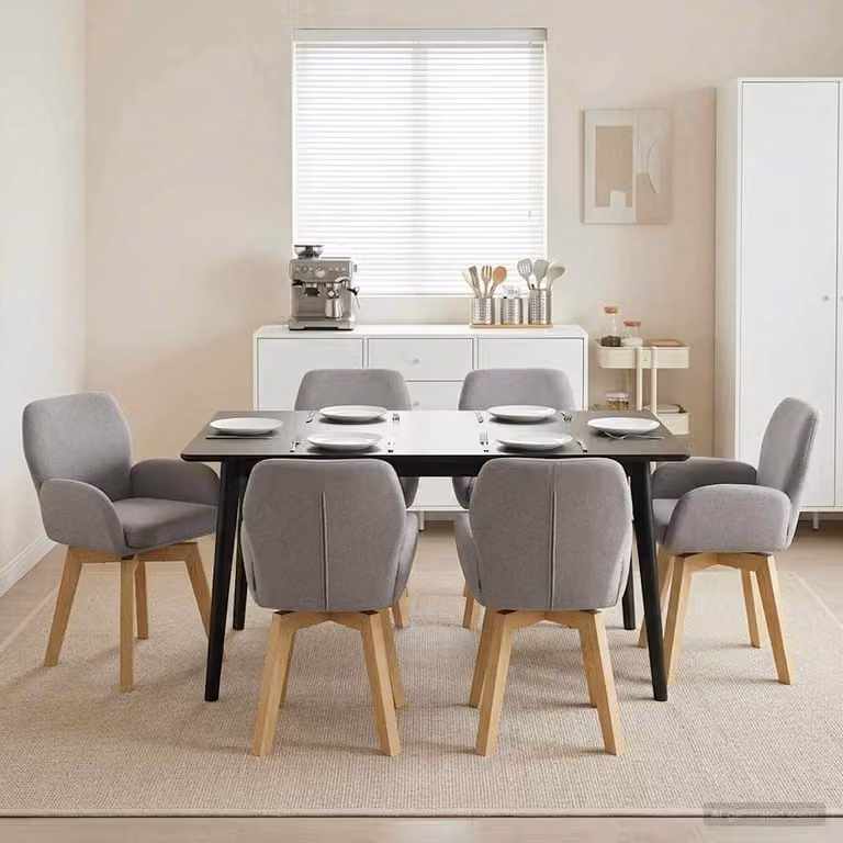 Set di 6 sedie da pranzo girevoli vidaXL in tessuto bouclé grigio chiaro