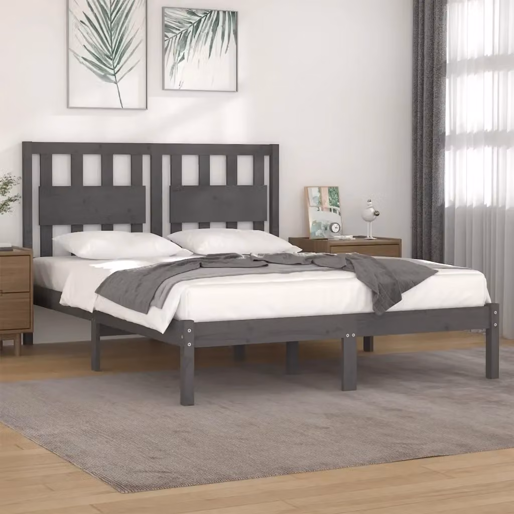 Letto matrimoniale Design In in legno massello di pino grigio L/P: 200 x 200 cm – 2