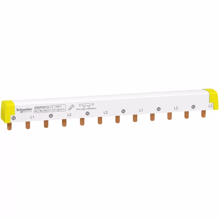 Schneider Electric barra di fase con ponticello, tagliabile, 3P+N, 12 moduli, 100 A A9XPH512