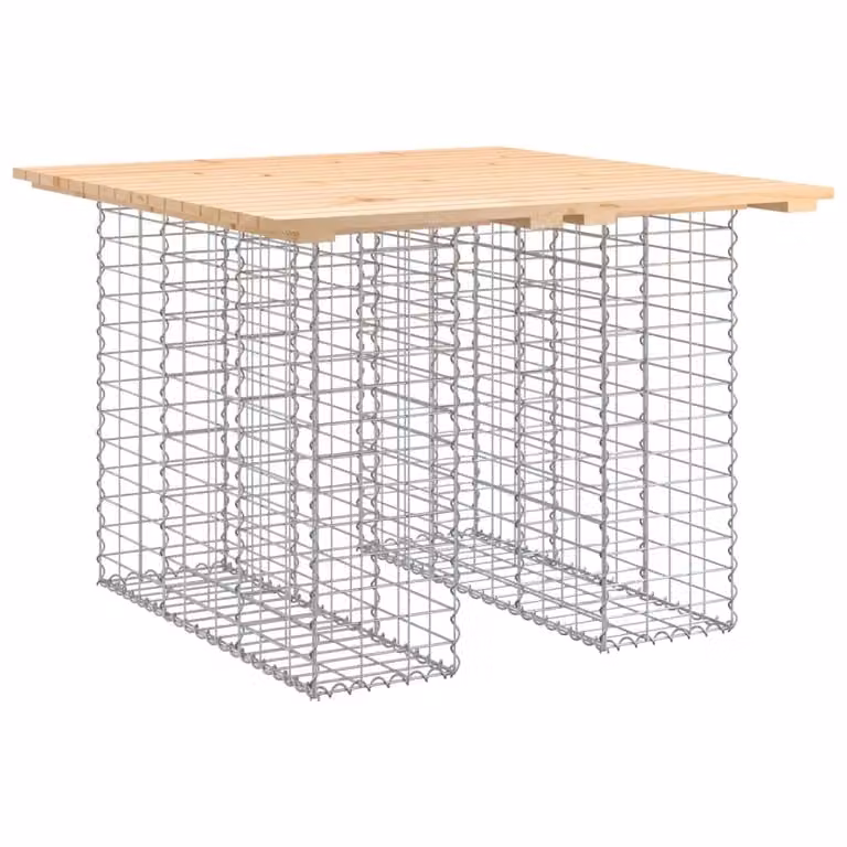 Tavolo da giardino in gabbione design 100x102x72 cm in legno massello di pino