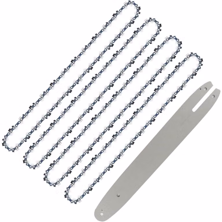 Catena per motosega e lama da 35 cm (14 pollici), passo 3/8"LP, spessore 1,1 mm, 50 maglie, confezione da 4 pezzi. Catena professionale compatibile con Oregon, Bosch, Dolmar, Makita