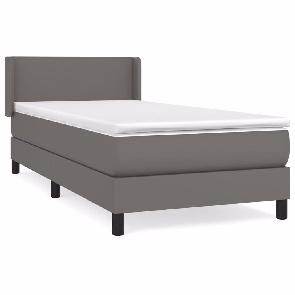 Giroletto a Molle con Materasso Grigio 100x200 cm in Pelle finta