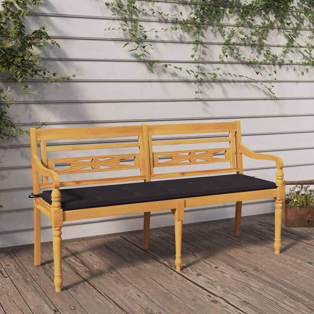 Panchina da giardino Batavia vidaXL in legno massello di teak con cuscini color antracite, L: 150 cm
