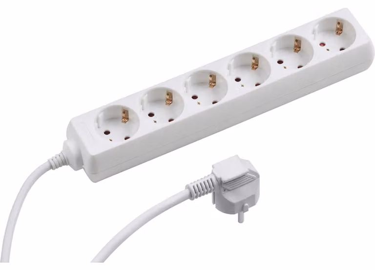 Ciabatta multipresa - Prolunga con multipresa 6 posti - 1,4 m - Bianco