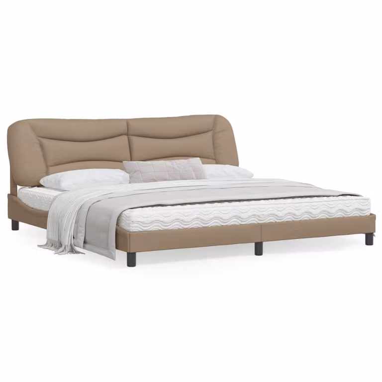 The Living Store Giroletto con testiera cappuccino-marrone 200x200 cm in ecopelle