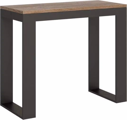 Consolle allungabile Itamoby Tekno Small Evolution in finitura Quercia Natura e telaio Antracite L: 90 cm, P: 40 cm, H: 77 cm, estensibile fino a 196 cm
