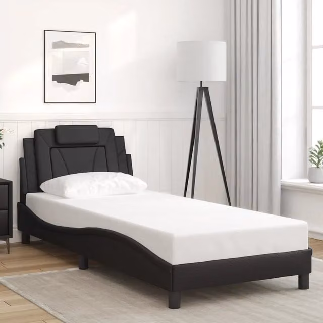 Struttura Letto Giroletto Viana Design Mania in Similpelle Nero 90x190 cm